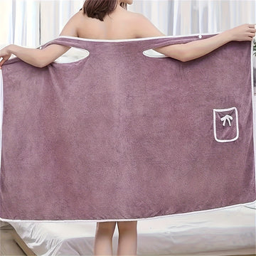 Toalla de baño elegante de poliéster con diseño de cuello con lazo - Absorbente, de secado rápido, hipoalergénico, ideal para adultos, sin pérdida de cabello, perfecta para el hogar y el spa, toalla de spa | Diseño de toalla elegante | Toalla de baño de