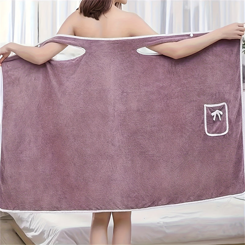 Toalla de baño elegante de poliéster con diseño de cuello con lazo - Absorbente, de secado rápido, hipoalergénico, ideal para adultos, sin pérdida de cabello, perfecta para el hogar y el spa, toalla de spa | Diseño de toalla elegante | Toalla de baño de