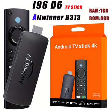 LOONGYU I96 D6 TV Stick, 4K Ultra HD Android TV Stick - Allwinner H313 Quad-Core, Android 10.0, 1GB RAM, 8GB Almacenamiento | WiFi Dual-Band 2.4G/5G | Decodificación H.265 4K@60fps | Plug & Play HD con Control Remoto Incluido