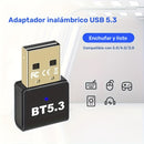 Adaptador inalámbrico USB 5.3 para PC, auriculares, teclado, ratón, altavoces - Plug and Play, compatible con Windows 11/10/8.1, compatible con versiones anteriores de 5.2/5.1/5.0/4.2/4.1/4.0, admite 7 dispositivos, no requiere batería.
