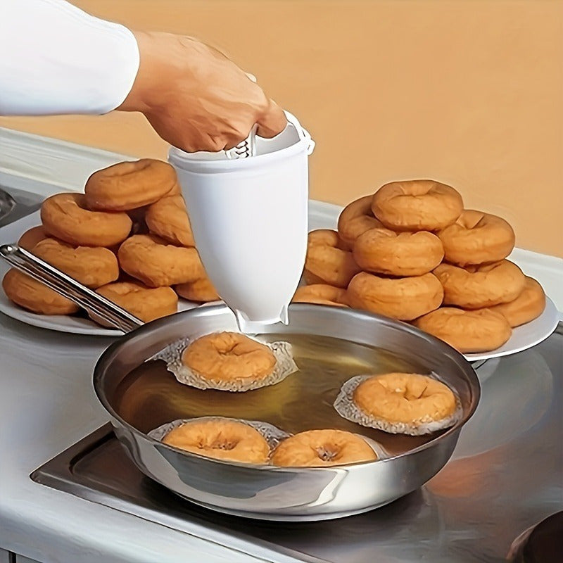 Fabricante de donas no eléctrico fácil de usar - Herramienta manual de plástico duradero para hornear en casa y en restaurantes, anillos uniformes, no se necesita electricidad, capacidad de hornear en gran cantidad, material fácil de limpiar, equipo de d