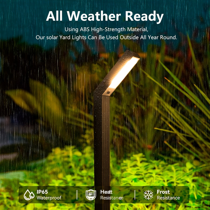 Luz solar exterior HOTU - Iluminación solar de 12 horas para senderos, aceras, garajes, senderos de paisaje, iluminación de paisaje | Luz exterior moderna | Soporte de plástico duradero, luces solares