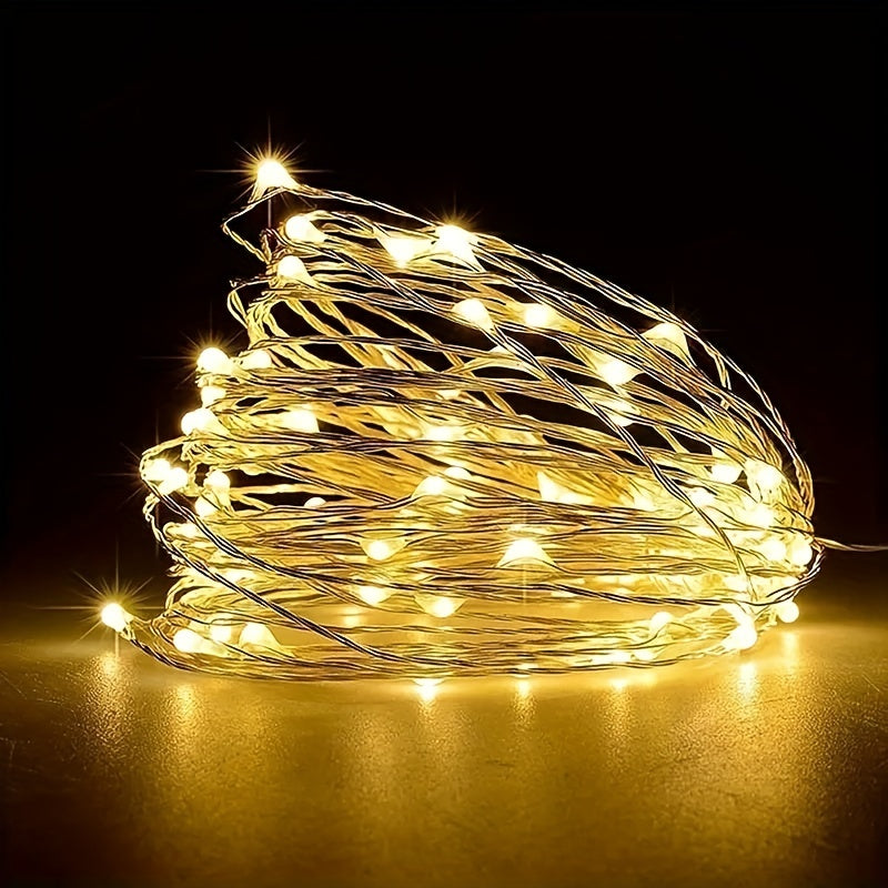 2 pza.es de luces parpadeantes de alambre de cobre LED con batería de botón, luces de Navidad de alambre de cobre para fiestas al aire libre y bodas, luces de decoración para fiestas, decoración para Halloween, Navidad, Ramadán y el Día de San Valentín