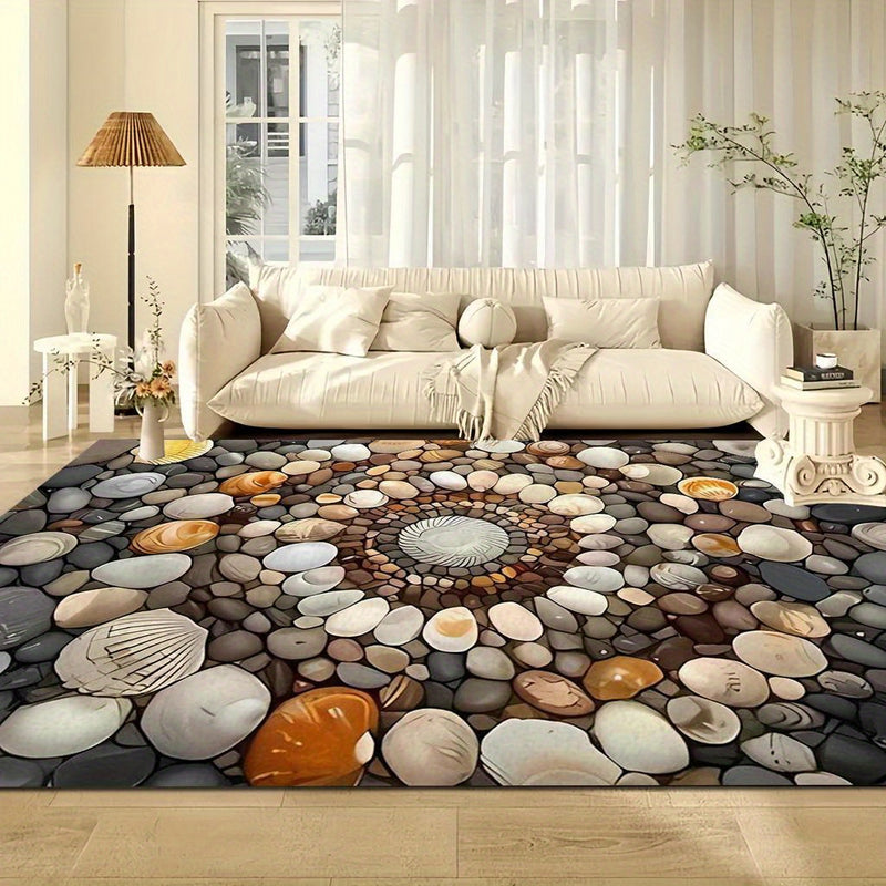 1 pieza, alfombrilla de suelo con estampado de conchas y piedras, adecuada para alfombrilla de cocina, pasillo, entrada de dormitorio, baño, entrada de baño, dormitorio, entrada de dormitorio, sala de estar, entrada de sala de estar, alfombrilla de suelo