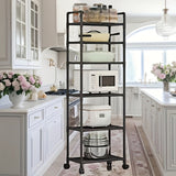 Carro de cocina metálico de 5 niveles, estantería de almacenamiento móvil con ruedas, organizador para cocina, sala de estar, baño, estructura reforzada duradera, no requiere energía eléctrica