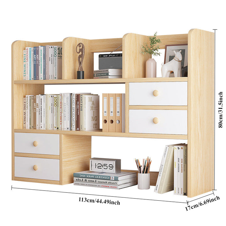 Estantería Moderna de Roble de 3 Niveles con Cajones - Almacenamiento Resistente y Versátil para Libros, Cosméticos y Suministros de Oficina - Perfecta para Dormitorio, Sala de Estar o Oficina en Casa, Estantes de Almacenamiento