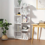 1 estante de árbol blanco con 8 estantes de almacenamiento - Organizador de suelo de madera dura de estilo para el hogar o la oficina, agrega un toque natural al espacio, decoración de estantes