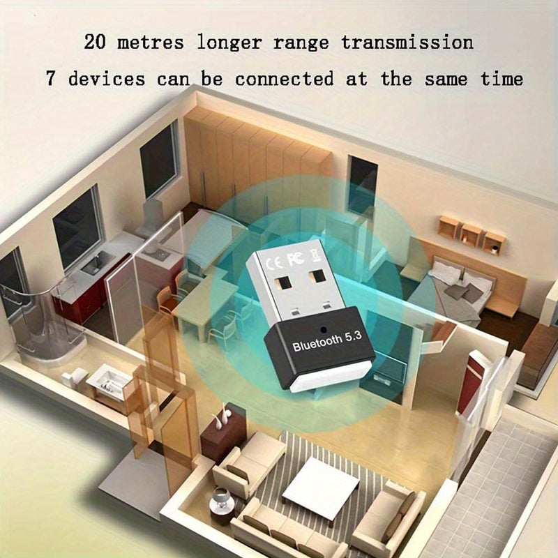 Adaptador y receptor inalámbricos USB 5.3 para portátil, auriculares, teclado, ratón, altavoz - Plug and Play, compatible con Windows 11/10/8.1, alimentado por USB, voltaje de funcionamiento ≤36V, conectividad inalámbrica, accesorios para portátil | Dise