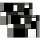 Juego de 2 a 6 piezas, individuales de poliéster en negro, blanco y gris, diseño geométrico, lavable a máquina, rectangular, ideal para comedor, bodas y decoración navideña