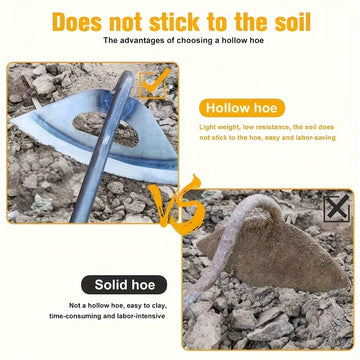 1 pieza, herramienta de regadío y plantación hueca de acero de 13 pulgadas - Tenaz de jardinería ergonómica con cuchillas de dientes afilados para un eficiente control de malezas, estructura metálica duradera, no requiere batería - Adecuada para jardines