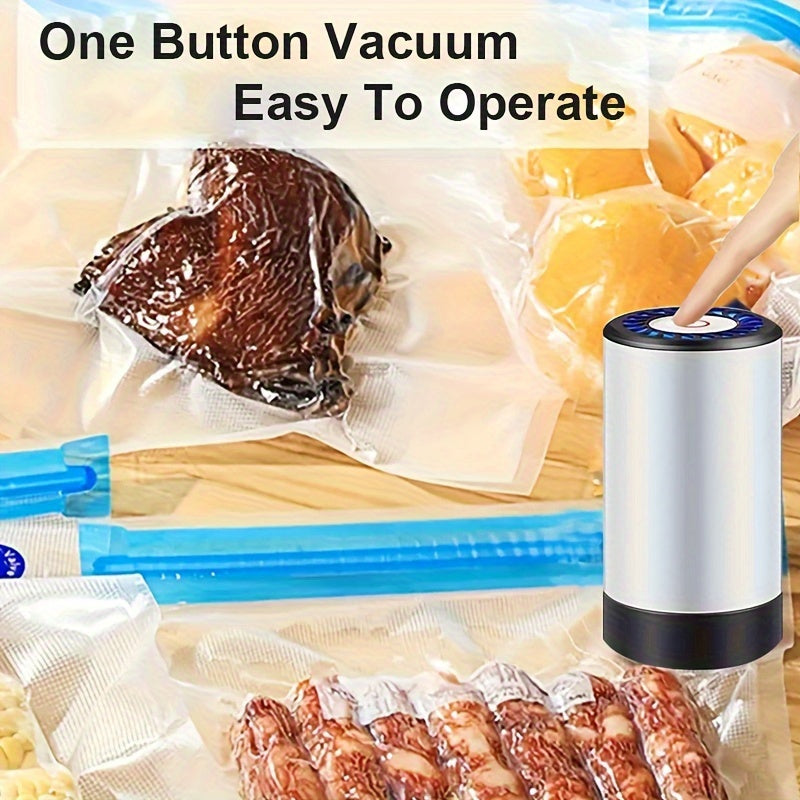 Selladora Eléctrica 6 en 1, Máquina Compacta de Sellado con Bomba de Vacío Portátil y Bolsas para Alimentos de 3 Tamaños: 21.59 × 20.32 cm, 27.94 × 25.4 cm, 33.02 × 27.94 cm | Solución Ideal para Conservar Frutas y Verduras Frescas sin Humedad | Duradera