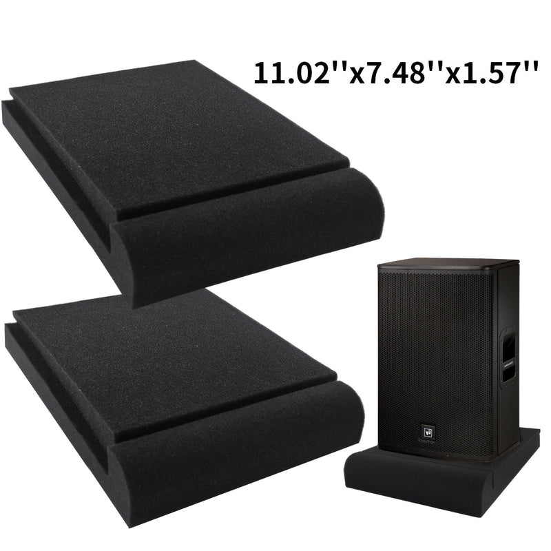 2 Pares de Almohadillas Aislantes para Altavoces de Alta Densidad - Espuma Negra para Estudio de Grabación Acústica con Absorción de Vibraciones, 27.99cm x 19.0cm x 3.99cm para Mejora del Sonido y Aislamiento de Subwoofers, Paneles Insonorizados