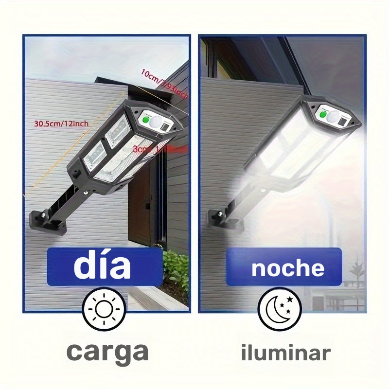 1 lámpara solar LED brillante para pared, con sensor de movimiento, 3 modos de iluminación, luz para jardín, seguridad exterior, patio o calle, con batería, PODOFO