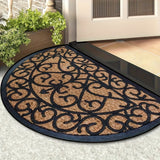 1 pieza, felpudo semicircular a rayas negras con base antideslizante de peluche, lavable a máquina, alfombra de poliéster para cocina, comedor, pasillo, baño o dormitorio, decoración del hogar, uso todo el año