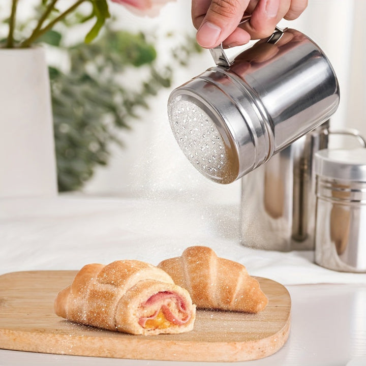 Tarro de Condimentos de Acero Inoxidable con Asa - Contenedor Duradero para Especias de BBQ, Recipiente para Polvo de Pimienta y Sésamo con Tapa, Ideal para Uso en Casa, Restaurante, Café, Contenedor de Especias para BBQ|Utensilios de Cocina Modernos|Dis