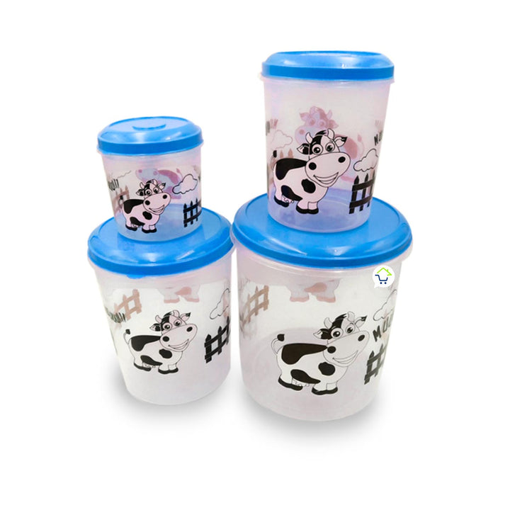 Juego De Recipientes Herméticos X4 Decorados Portacomidas Cocina 1058