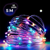 Luces Micro Led Pila Decoración Luz Navidad X 50 Luces Multicolor TX50B-C