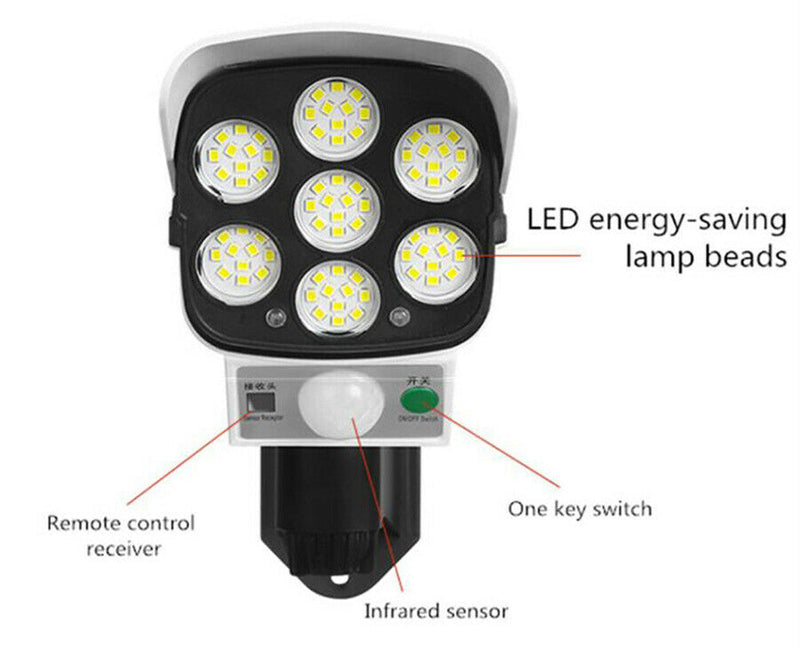 Lampara Luz Led Patio Jardin Control Remoto Reflector Solar Color Blanco