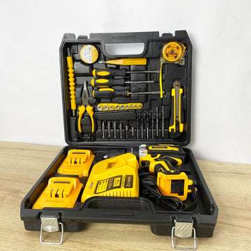 Taladro Inalámbrico 3/8 Pulgada Percutor Recargable Con Estuche Herramientas T001