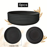 6 piezas de platos redondos de PP, patrón rayado, tema de vacaciones, seguro para lavavajillas, para hogar, picnic, camping, fiesta, RV, cocina y dormitorio