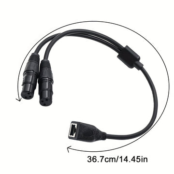 Adaptador de Cable Dual XLR a RJ45 - Negro, Extensión Macho/Hembra para la Serie de Controladores DMX-CON, Convertidor Ethernet con Múltiples Conectores, Diseño Duradero y Flexible para Sistemas de Sonido e Iluminación