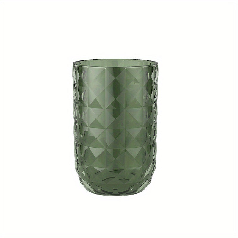 1pc Taza de enjuague bucal de color sólido, Taza de cepillo de dientes para parejas, Taza de gárgaras de plástico, Vaso de baño con textura geométrica, Accesorios de baño, Decoración del hogar, Muebles para el hogar