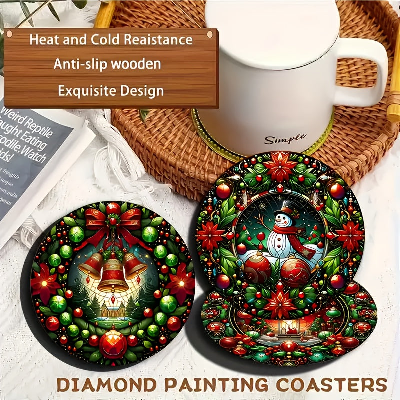 6 posavasos de madera con temática navideña, posavasos festivos en 3D, resistentes al calor y al frío, antideslizantes, decoración duradera para el hogar y la cocina, perfectos para regalos navideños y decoración del salón.