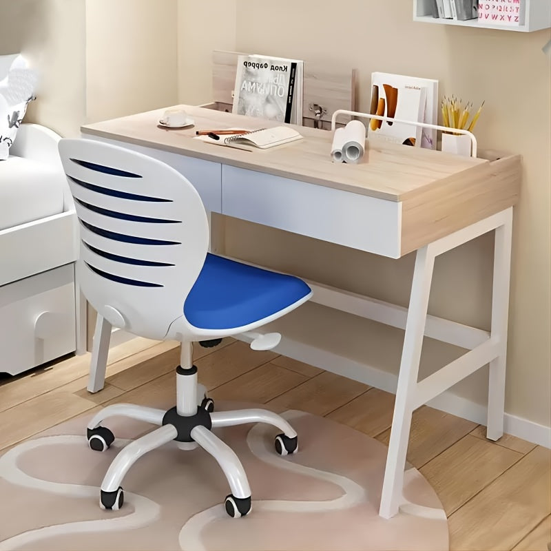 Silla de Dibujo Ergonómica sin Brazos con Altura Ajustable - Respaldo Alto, Asiento de Malla Transpirable, Fácil de Montar, Silla Giratoria con Ruedas - Ideal para Estudio, Aula, Laboratorio, Oficina en Casa, Silla de Escritorio