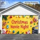 Luz de puerta 2D, 1 pieza, banner de puerta festivo de Noche de Cine de Navidad - Diseño vibrante de Papá Noel, galletas de jengibre y palomitas, poliéster duradero, perfecto para decoraciones navideñas, uso interior y exterior, decoraciones navideñas