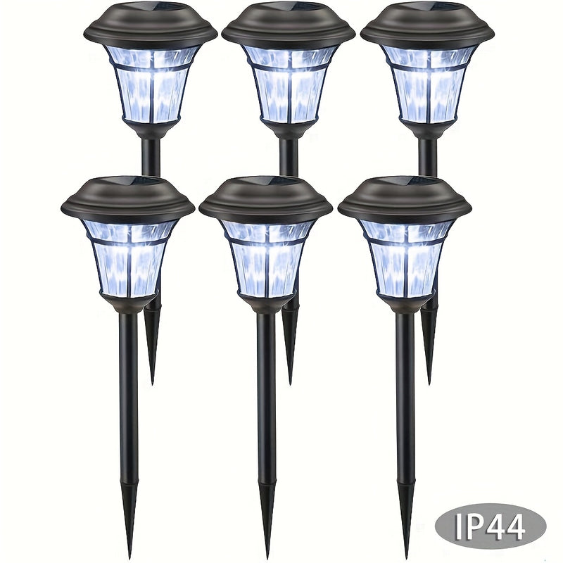 6 luces solares para caminos, faroles solares brillantes, luces decorativas solares para jardín, ideales para senderos, entradas, césped, patios y patios interiores