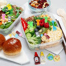 38/48 piezas de botellas exprimibles para ensaladas, botellas para condimentos y salsas, tenedores decorativos para bento, diseños de animales y frutas animados, material de polipropileno, forma ovalada, solo lavado a mano