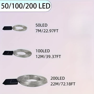 1 unidad de luces solares OKAL RED EAST para exteriores, 6.71/11.89/21.95 metros, 50/100/200 LED, control por botón con 8 modos, decoración para Navidad, Halloween, bodas y fiestas, luces para patio, porche, piscina y árboles, luces colgantes solares par