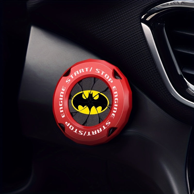 1 pieza de WB Batman, tapa de botón de arranque de coche, diseño redondeado giratorio, adecuado para botón de arranque/parada, mejora duradera de plástico interior, diseño de patrón audaz | Estuche protector duradero de plástico