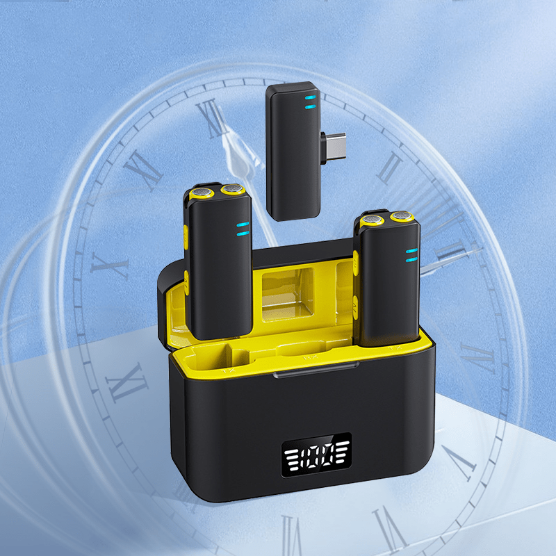 Microfono sin varillas Lavalier Plug and Play con Reducción Automática de Ruido y Estuche de Carga Integrado, Ideal para Grabaciones de Video, Podcasts y Entrevistas