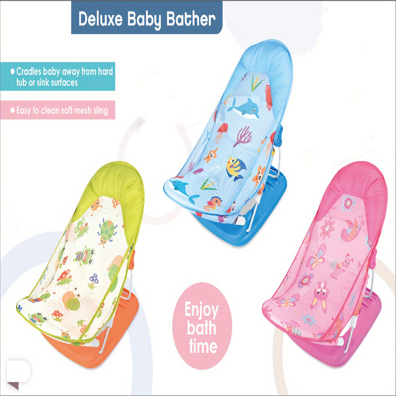 Regalo de Año Nuevo: Cama de baño plegable con soporte para la columna para recién nacidos de 0 a 3 años, con bolsillo de red y diseño antideslizante para una experiencia de baño segura