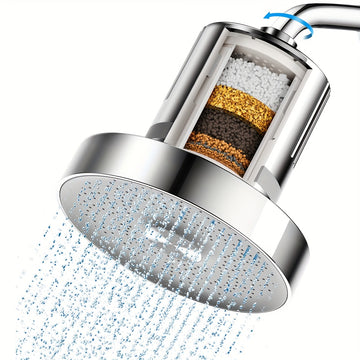 Cabezal de ducha redondo de Chrome con filtro extraíble - Purificador de agua Sprayer superior para baño, uso en el hogar, diseño de cobertura completa, purificador de agua de la cabeza de la ducha | Diseño de ducha moderna | Accesorio de ducha duradero,