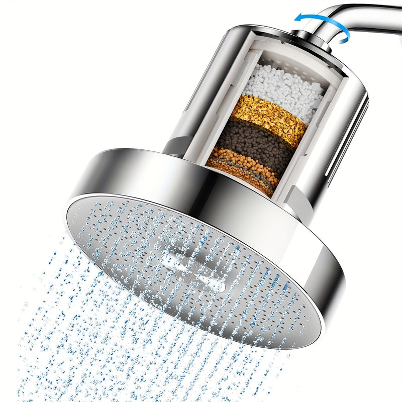 Cabezal de ducha redondo de Chrome con filtro extraíble - Purificador de agua Sprayer superior para baño, uso en el hogar, diseño de cobertura completa, purificador de agua de la cabeza de la ducha | Diseño de ducha moderna | Accesorio de ducha duradero,