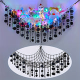 Estante de almacenamiento de juguetes de red para hamaca de animal de peluche con luces LED, almacenamiento de animales de peluche para decoración de habitación de niñas, dormitorio, guardería, sala de juegos colgante de pared con secuín, negro