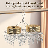 1pc Estante de Secado de Calcetines de Acero Inoxidable con Múltiples Clips - Gancho Giratorio a Prueba de Viento, Perfecto para Calcetines, Sujetadores y Ropa Interior - Accesorio Esencial para la Lavandería