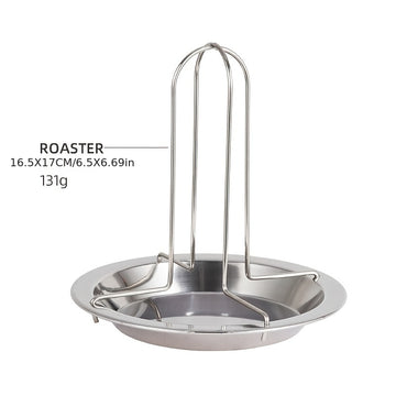 1pc Rejilla para Pollo Asado de Acero Inoxidable con Bandeja de Goteo - Acabado Pulido, Material Duradero para Horno, Parrilla, Camping - Ideal para Pollo Jugoso y Crujiente