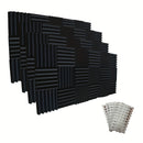 52 piezas de paneles de espuma acústica negra SMOLL, 12"x12"x1" cuña, insonorización para estudio, piano, sala de música, KTV, reducción de eco, absorción de ondas sonoras de frecuencia media-alta, cinta adhesiva nano incluida.