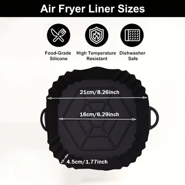 1 pieza de funda de aire frito cuadrada de silicona, fundas de aire frito de silicona reutilizables, funda de aire frito plegable y fácil de limpiar, funda de hornear, almohadillas de bandeja de hornear de silicona reemplazables, accesorios y piezas de a
