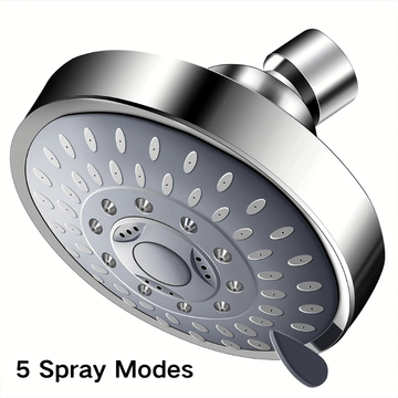 Rociador de Ducha Fijo de 4 Pulgadas con 5 Modos de Riego - Panel Grande de Alta Presión, Boquillas Desmontables y Lavables, Plástico Electroplateado Duradero, Sistema de Ducha para Pared