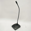 Micrófono de escritorio dinámico con cuello de cisne, construcción metálica, negro, conector de 6,35 mm, alimentado por batería (batería no incluida), voltaje de funcionamiento ≤36 V, para amplificador/altavoz/ordenador