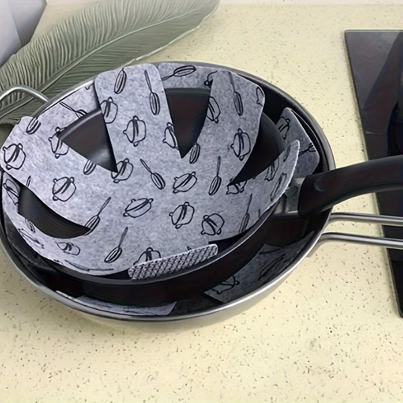 Juego de 3 protectores de sartenes de nailon - Separadores de utensilios de cocina, divisores de ollas y sartenes resistentes a los arañazos, almohadillas antideslizantes sin carga para almacenamiento de cocina
