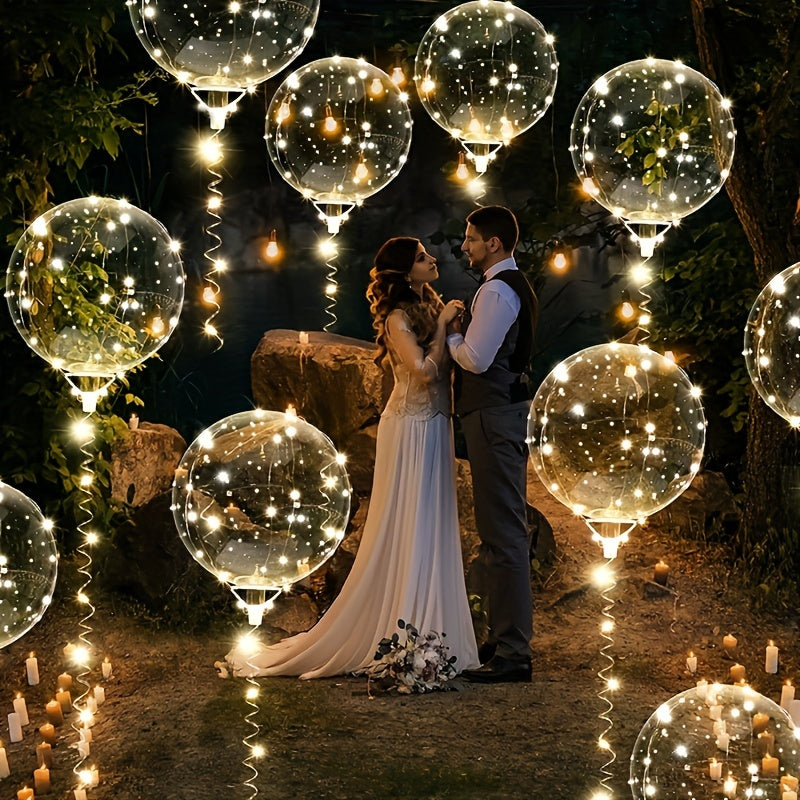 7 globos de burbujas LED que brillan, decoraciones multifuncionales para celebraciones, adecuadas para cumpleaños, aniversarios, Día de San Valentín, Navidad y eventos de verano.