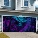 1 pieza de letrero de puerta de garaje de criatura alienígena mística - Gran decoración de arte de pared al aire libre con diseño vibrante de púrpura y azul, perfecto para fondos de fiestas de Halloween, decoración de jardín y celebraciones de fantasía,