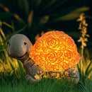 1 estatua de tortuga con energía solar y concha de rosa que brilla - Decoración de jardín al aire libre IP44, control de botón de energía solar, batería, ideal para fiestas de cumpleaños y regalos de San Valentín, decoración de tortuga