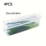 4 recipientes plásticos FreshFit para almacenar alimentos con tapa - Reutilizables, lavables a mano, organizadores de cocina para verduras, hierbas, fideos, huevos - Sin BPA, apilables, seguros para contacto con alimentos