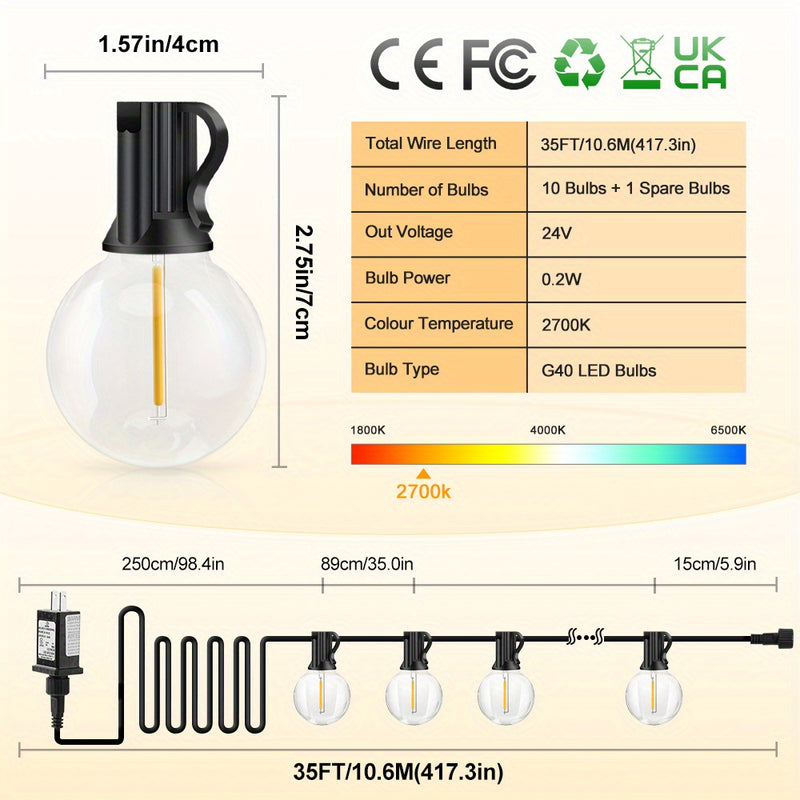 Cadena de luces de 7,62 metros/10,67 metros/15,24 metros/19,81 metros/30,48 metros con enchufe estándar de EE. UU. El enchufe estándar de EE. UU. es compatible con circuitos eléctricos estadounidenses. Las luces son brillantes y tienen múltiples modos de